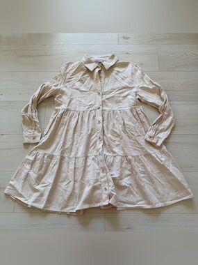 Rhythm Pale Pink Tiered Button-Front Mini Dress